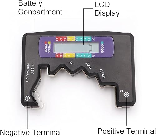 Miniatura 3 de Comprobador de batería universal, probador de batería para 7 tipos de batería C AA AAA D N 9V (6F22) y baterías de 1.55V
