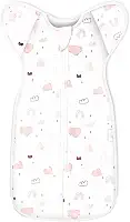Saco de dormir de transição para bebês - cueiros de braços para meninas, 3 a 6 meses, saco de dormir com punho removível e design de zíper bidirecional, sacos de transição de nuvem rosa