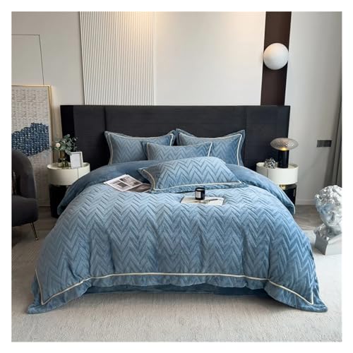 Ensemble complet de draps Velours Jacquard housse de couette 4 pièces lit 1.5m B - 2