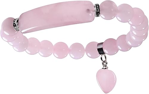 Nupuyai Pulseras elásticas de 0.315 in para unisex, pulsera de piedra curativa con dije de corazón colgante de 7 pulgadas