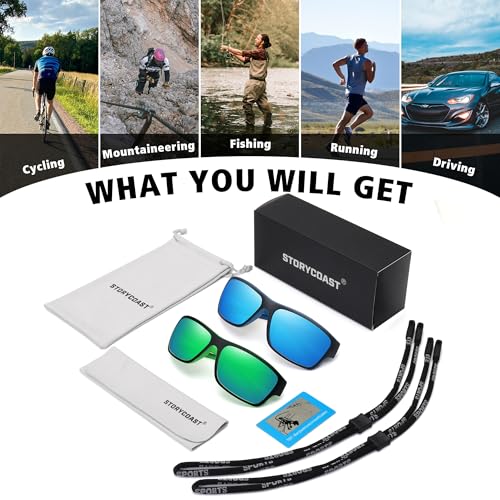 STORYCOAST Óculos de sol esportivos polarizados para homens e mulheres, armação inquebrável, ciclism