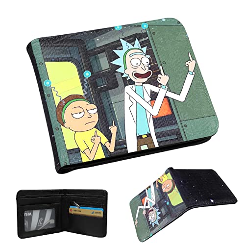 Mulafnxal Wallet For Boys Men Kids Girls Teen Leather Bifold Bi-Fold Wallets Purse Minimalist Cute Kawaii Cool Designer Cartoon Fashion Credit Card Thin Purses Pouch Pouches (Rick Grandson) #TOP1
