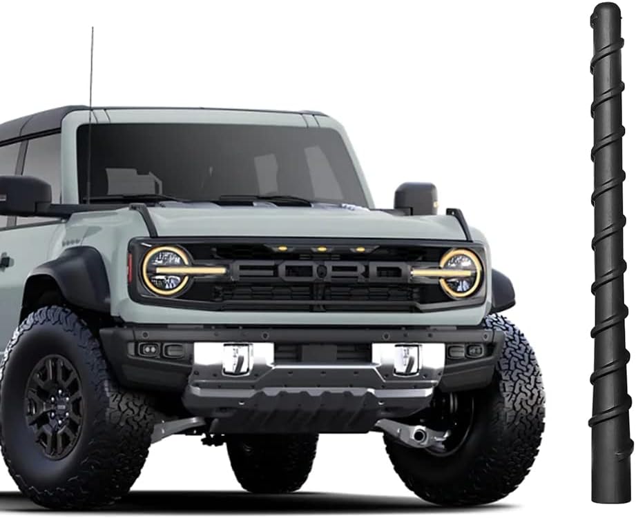 7" Bronco Short Antenna, Compatible with Ford Bronco Full Size and Sport All Models 2021 2022 2023 2024, Good Reception, Black, 7 Inch Spiral AM FM Radio Antenna, for Bronco Accessories 2021-2024