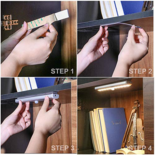 Ldopto Under Cabinet Lights Wireless With Remote Control Dimmable Battery Operated Led Closet Lights Stick-On Kitchen Lighting With Timer For Kitchen Shelf Hallway Stairs, Multiple Colors 4 Pack #TOP5