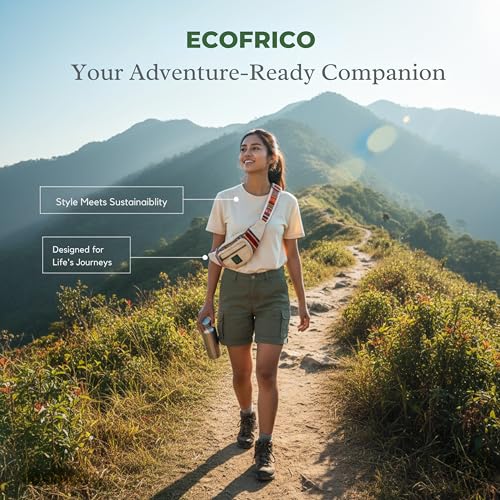 Image of Waist Bag for Men & Women | Adjustable Belt Bag Hemp-Cotton Fanny Pack | Travel Running Hiking Outdoor Crossbody Chest Sling | Eco-Friendly Lightweight Waist Bag with Multiple Zipper Pockets