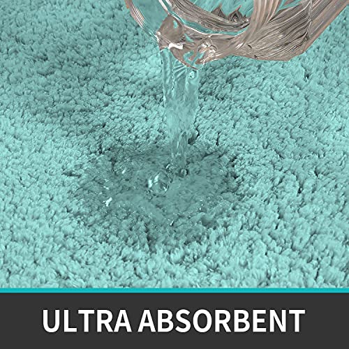 Image of LUXE HOME INTERNATIONAL Microfiber Rectangular Home Bath Mat Super Soft Non Slip Vegas Mats for Bathroom, Kitchen, Bedroom, and Door (40X60 Cm, Aqua) Pack of 1