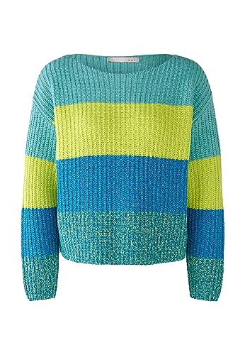 Oui Damen Pullover Baumwollmischung Boxy geschnitten Gestreift Freizeit...