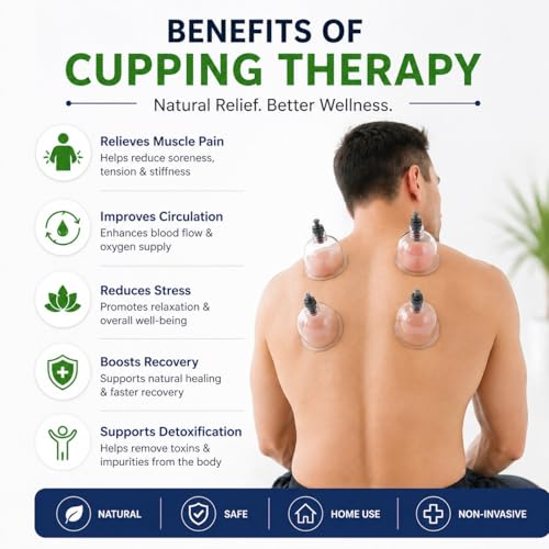 Image of Vacuum Cupping Therapy Set - DVESH Cupping Kit for Pain Relief, Muscle Recovery, Body Massage & Blood Circulation - Portable Manual Therapy Cups with Magnetic Heads, Transparent Design (Pack of -10 ,ONLY CUPPING) - SIZE 1