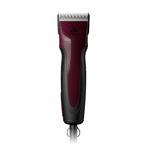 Andis 68530 Excel Professional 5-Speed Detachable Blade Clipper Kit - Animal/Dog Grooming, Rotary Motor, Soft-Grip Anti-Slip Housing, 14-Inch Cord, for All Coats & Breeds, SMC, Burgundy - Burgundy