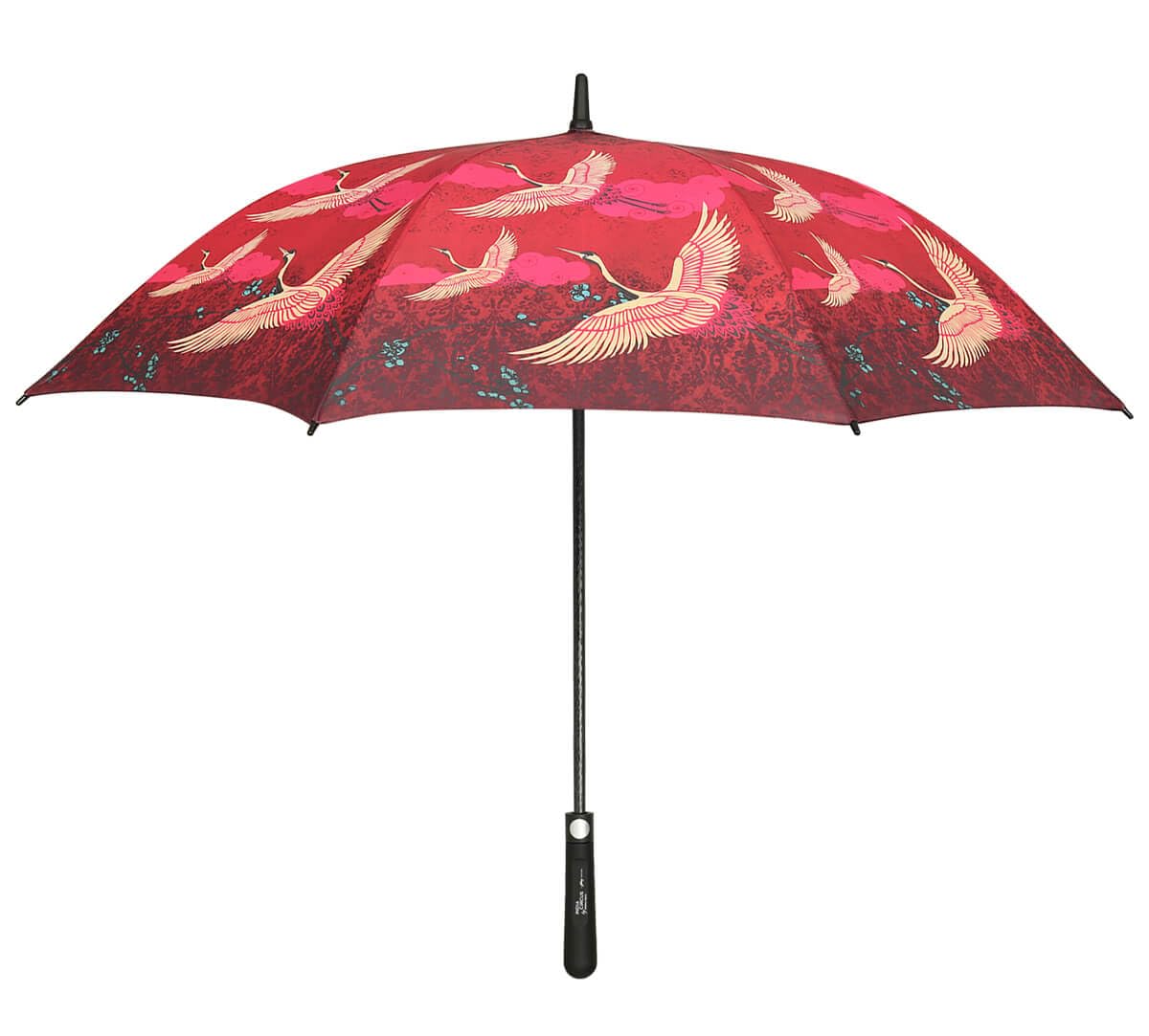 legend of the cranes big size printed golf sun uv protective long & non-foldable with strong & long handle, rain and wind resistant umbrella for kids, men & women