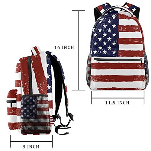 Sac d'école drapeau USA durable et décontracté pour étudiants