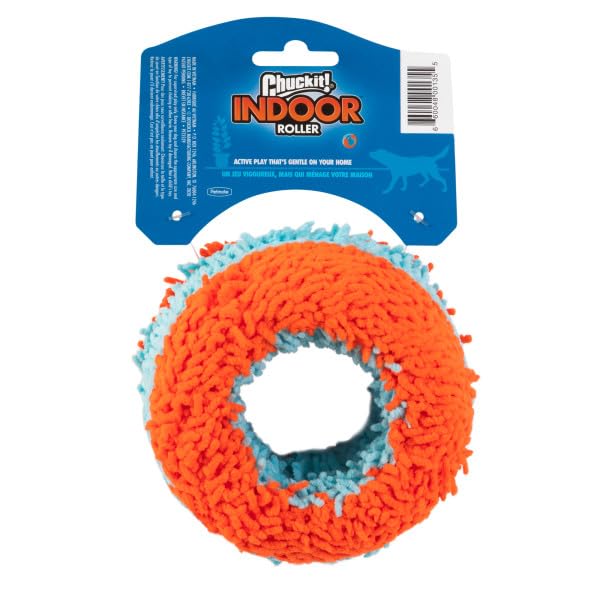 Image of Chuckit! Indoor Fetch Roller Toy for Dogs - Interactive Dog Toys for Boredom, Orange and Blue 4.7 inches (Pack of 12)
