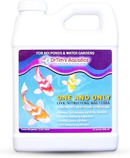 DrTim’s Aquatics Koi Ponds One & Only Live Nitrifying Bacteria – Eliminate New Pond Syndrome for New Fish Ponds and Water Gardens - Treats 480gal - 32oz