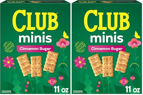 Club Minis Crackers, Spring Snacks, Snack Crackers, Limited Edition, Cinnamon Sugar, 11oz Box (1 Box) (Pack of 2)