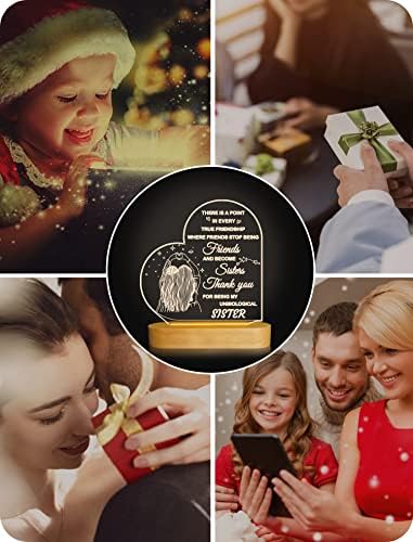 Best Friends Birthday Gifts for Women,Thank You Friendship Unique Gift for Sister Bestie Xmas Romantic Present, Soft Warm Colors 3D Illusion Lamp LED Night Light