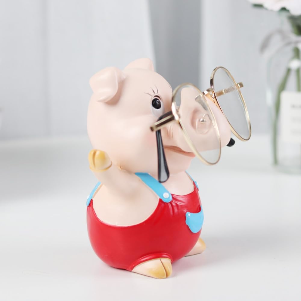 Resin Animal Glasses Holder - Cute Pig Eyeglasses Stand,Sunglasses Display Stand Rack,Creative Gift Glasses Holder for Desk image 3