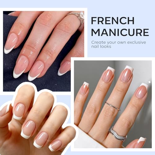 Image of modelones French Tip Nail Tool, 6Pcs Nail Stamper Kit for Beginners with 2 Sizes Replacement Heads DIY French Manicure Tool with Jelly Stamper Scraper for Gel Nail Stamping Kit, Nail Art Tips Printing