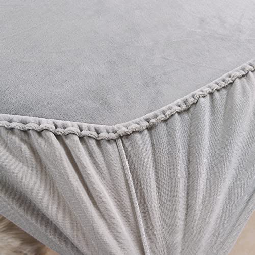 Velvet Fitted Sheet Full Size,Fleece Plush Bed Sheet Mattress Protector Cover With 15'' Deep Pocket Warm Fuzzy Bottom Sheet (Not Include Pillowcases) (Gray, Full) #TOP7