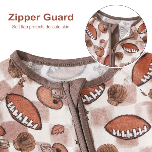 Chichoo Rayon from Bamboo Baby Pajamas Boy 2pack Baseball Football Infant 2 Way Zipper Pjs Romper Newborn Footless Sleeper4