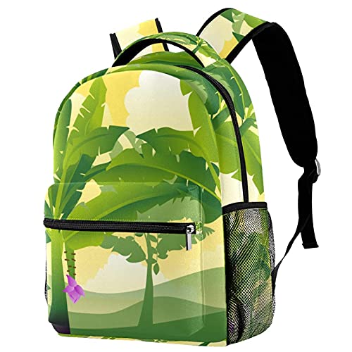 Mochila de hojas de plátano con mangas dobles para botellas y asa superior reforzada