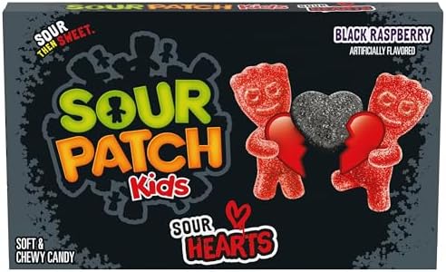 Amazon.com : SOUR PATCH KIDS Sour Hearts Black Raspberry Soft & Chewy ...