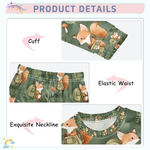 senya Fox Picking Mushrooms Pajamas Set Long Sleeve Soft Cotton Sleepwear 2 Piece4
