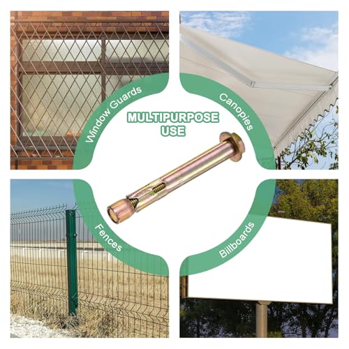 Image of M METERXITY 5-Pack Hex Expansion Bolt, M16x150mm Colored Galvanized Iron-Carbon Steel External Hex Expansion Bolts, Anti-Corrosion Metal Bolt for Concrete /Dry Brick /Block Walls