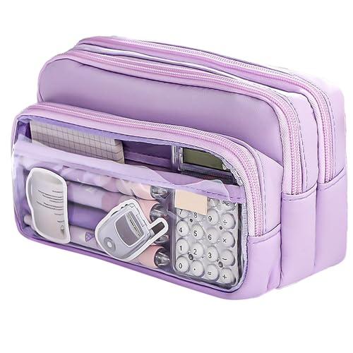 FOSDICK Estojo Escolar com 4 Compartimentos, Estojo Estético de Grande Capacidade, Necessaire de Maquiagem para Meninas, Mochila para Escritório, Universidade, Escola, Adolescente, Presente