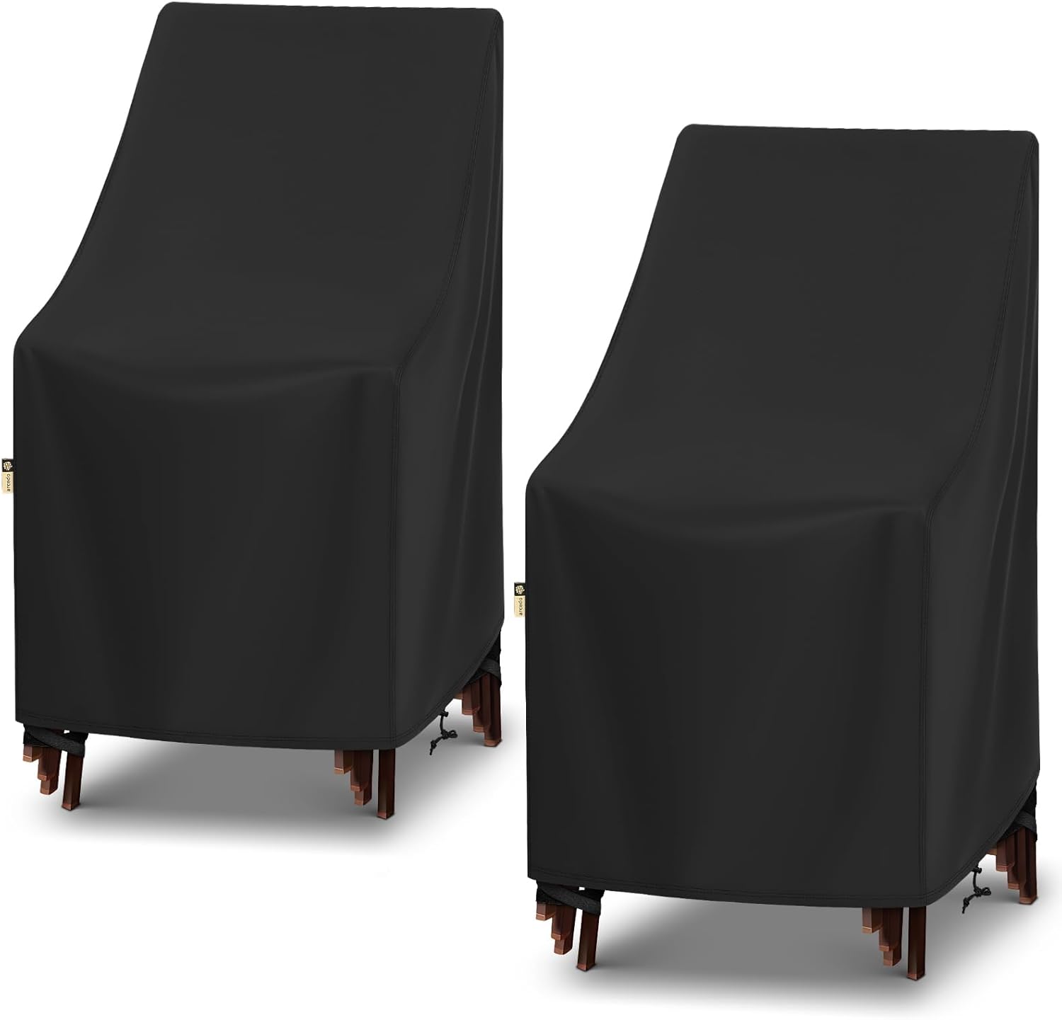 Arcedo High Back Patio Chair Covers 2 Pack, Waterproof Outdoor Dining Chair Covers for Outdoor Furniture Seating, All Weather Protection - 27" W x 27" D x 49" H, Black