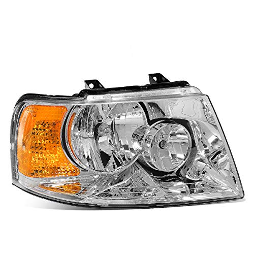 FO2503198 OE Style Passenger / Right Side Chrome Housing Headlight Lamp Compatible with Ford Expedition 03-06