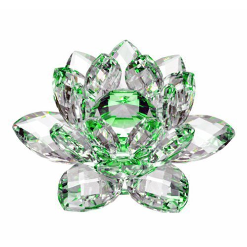 Crazy Clearance Amlong Crystal Hue Reflection Crystal Lotus Flower with Gift Box, Green (3 Inch)