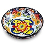 Reallnaive 1 Pcs Talavera Mexican Pottery Large Serving Bowl Handpainted Ceramic Talavera Salsa Bowls for Fruit Pasta Salad Party Kitchen Bakeware