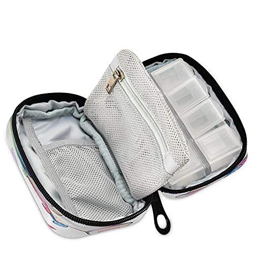 Image of Naanle Fantasy Animal Unicorn Pill Box 7 Day Pill Case Travel Pill Organizer Bag with Zipper Portable Weekly Case Compact Size for Vitamin Supplement Holder