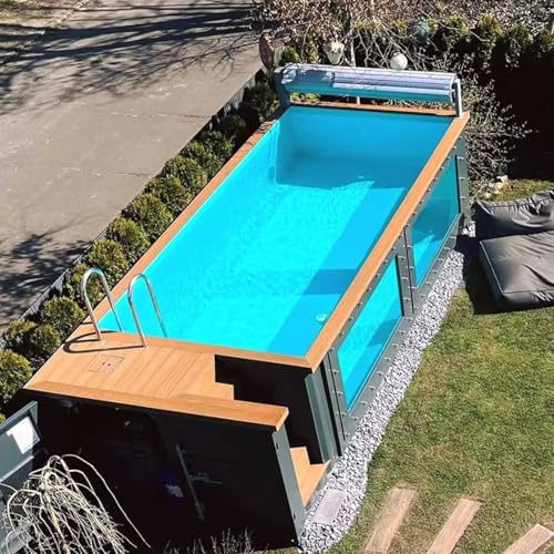 Piscina fuori terra del contenitore, progettazione prefabbricata di Shell dello stagno della vetroresina per il giardino residenziale durevole fuori terra con pavimento antiscivolo & filtrazione