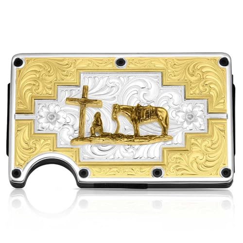 Montana Silversmiths Made in the USA Western Lifestyle Credit Card & Cash Case (Santa Fe Sunrise w/Praying Cowboy)