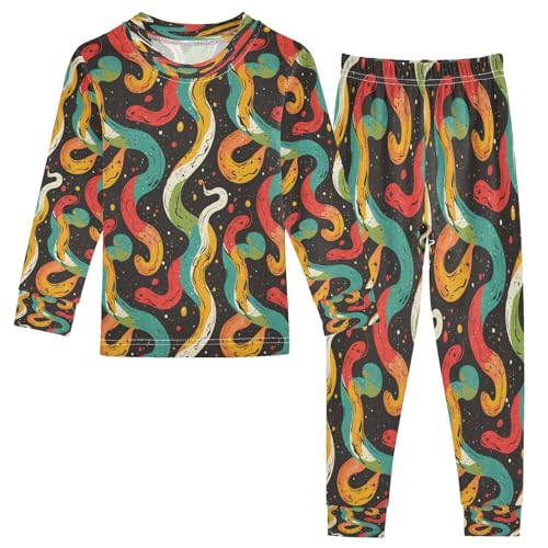 Pajama Sets Long Sleeve Colorful Snake Silhouette Soft Comfy Sleepwear 2 Piece PJS 3-8T