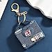 Xiaoxiangfeng woolen leather mini bag is fashionable and can be loaded with earphones, car, and key chain (2 pcs). (Mini bag pendant denim blue and white)