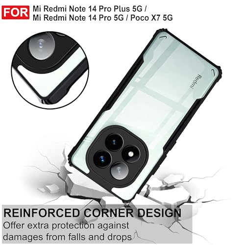 Image of Zapcase Back Case Cover for Mi Redmi Note 14 Pro Plus 5G | Compatible for Mi Redmi Note 14 Pro Plus 5G Back Cover | Clear Case with Camera Protection | (TPU + PC | Matte Black)