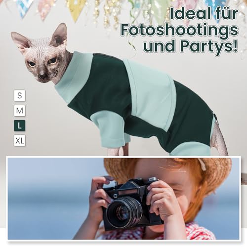 OUOBOB Beruhigungsgeschirr für Katzen, Anti-Stress Weste mit Reißverschluss, Angsthemd für Katzen bei Feuerwerk & Reisen, Blau M