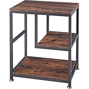 INDIAN DECOR 48161 End Table, Side Table, Small Accent Table for Living Room, Bedside Table Nightstand for Bedroom, Stand for Printer/Record Player/Fish Tank/with Storage Shelf