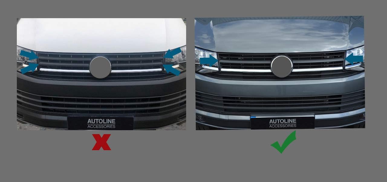 2 x Chrome Grille Trim for T6 Transporter (2016 Onwards)