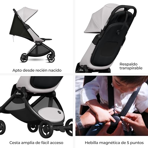 Miniatura 5 de Mima Miro Silla De Paseo Compacta De Viaje, Cochecito Bebé Ligero Plegable Con Una Mano, Arnés Magnético De 5 Puntos, Capota Upf 50 Extensible Y Cojín Reversible - Desde Recién Nacido