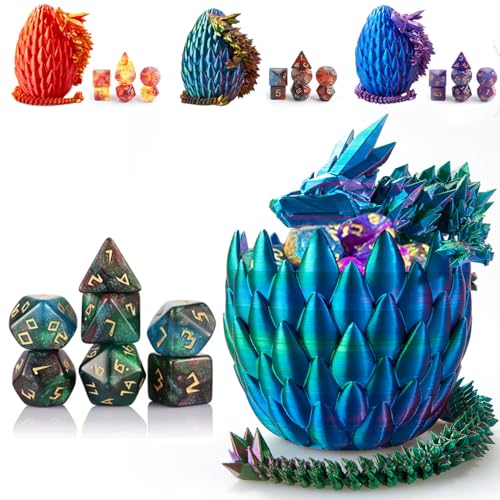 DND Dice Set and 3D Printed Dragon Egg,Fidget Toys,Surprise