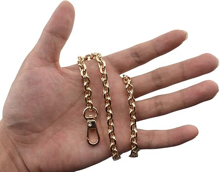 HAHIYO Mini Pochette Purse Chain Strap Thin Wide 6mm for LV Length 15.7 Inches Thick 2mm Shiny Gold for Handbag Wallet Clutch Comfortable Flat Metal Strap 1 Pack
