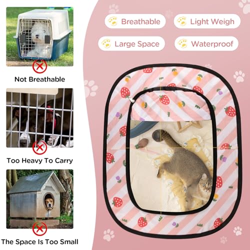 WAKERUG Foldable Pet Playpen, Portable Dog Cat Kennel Cage, Indoor/Outdoor Pop up Pet Tent Fence, Rectangle Delivery Room Pets Tent for Puppy Dog Kitten Cat, Pink WAKERUG Foldable Pet Playpen, Portable Dog Cat Kennel Cage, Indoor/Outdoor Pop up Pet Tent Fence, Rectangle Delivery Room Pets Tent for Puppy Dog Kitten Cat, Pink