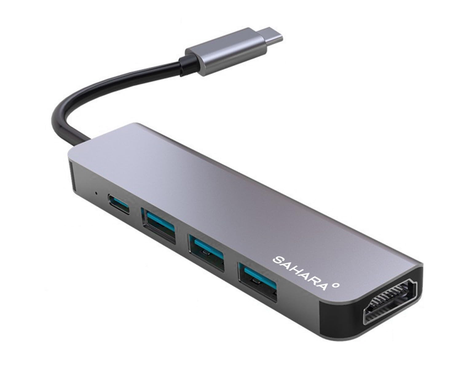 Sahara - 5-in-1 USB-C Hub Adapter, Sleek Aluminum Multiport Hub with HDMI, USB 3.0, and USB-C PD Charging – Compatible with PC and MAC, (LT00072)