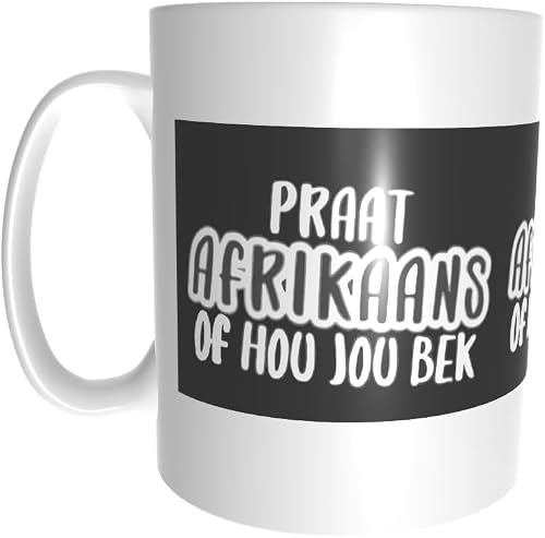 Pandok White Ceramic Mug - People - Afrikaans : Praat Afrikaans Of Hou Jou Bek In 'N Swart Band - Single Mug