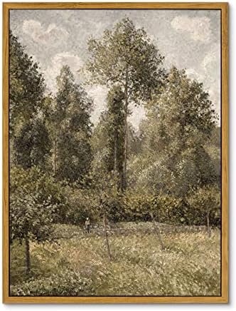 InSimSea Canvas Wall Art Room Decor Classical Artwork Poplars, Éragny by Camille Pissarro Framed Wall Art Paintings Prints Kitchen Bathroom Office Farmhouse Wall Decor 12x16