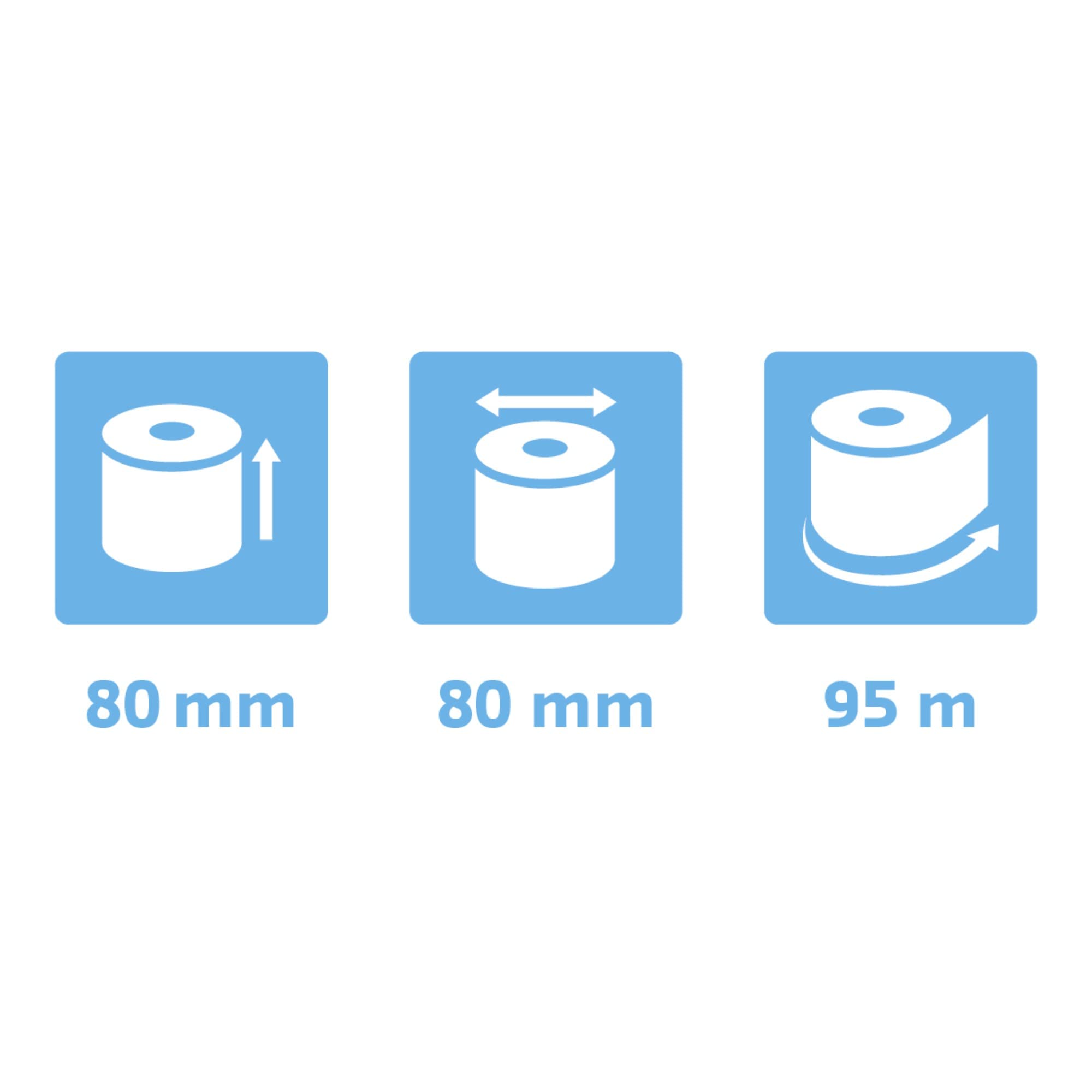 Exacompta 44839E 50er Pack Thermopapierrollen 1-lagig, Breite: 80mm, Länge 95m, Durchmesser Kern: 12mm 44g/m² Thermorolle für Kassen Kassenrolle