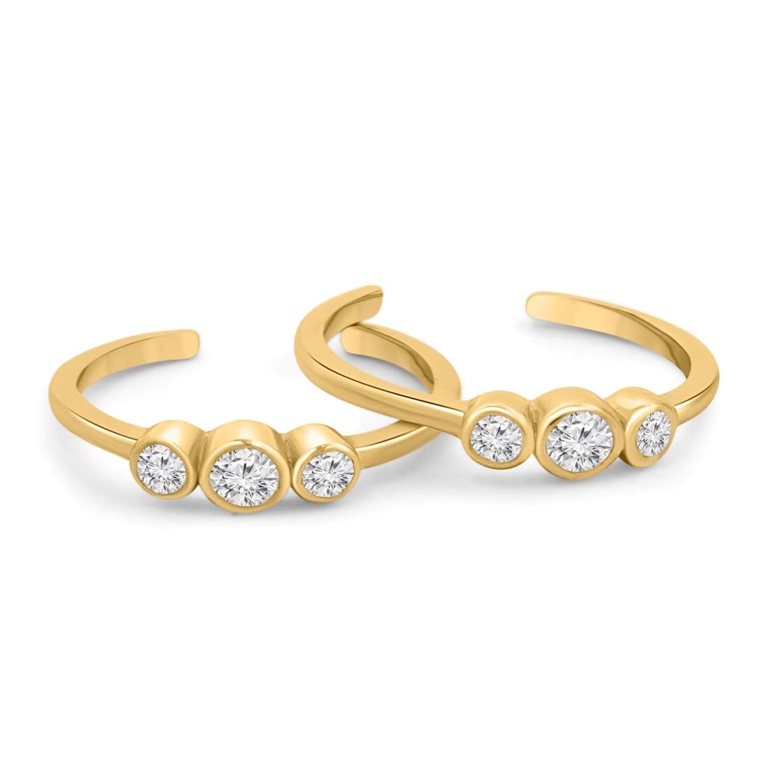 925 Sterling Silver Designer Stones Gold Plated Adjustable Toe Ring | Gift for Women | With Certificate and 925 Hallmark